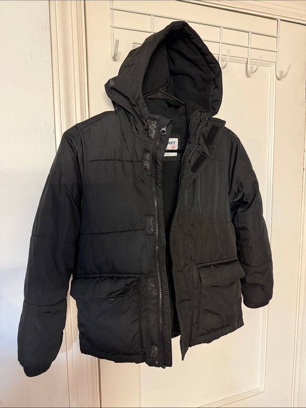 Old Navy Black Hooded Puffer Jacket for Kids
